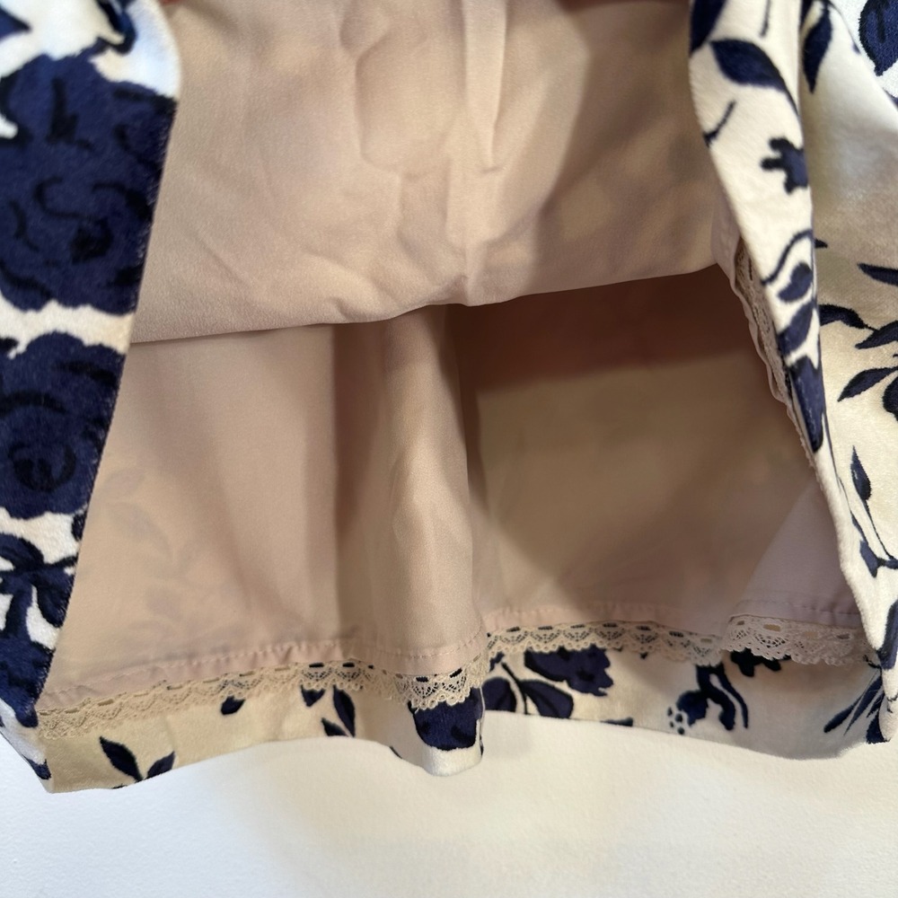 Lands End Womens Size 16 Navy Blue Cream Floral Cotton Blend Sheath Dress - Picture 5 of 9